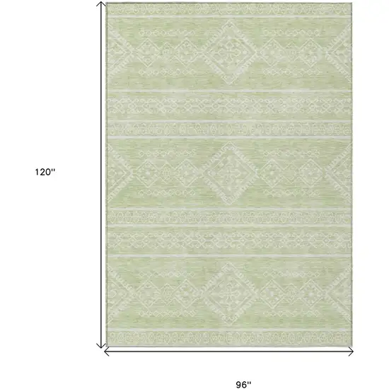 Mint Green And Ivory Southwestern Washable Indoor Outdoor Area Rug Photo 3