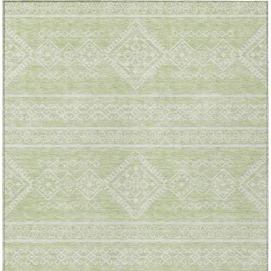 Mint Green And Ivory Southwestern Washable Indoor Outdoor Area Rug Photo 5
