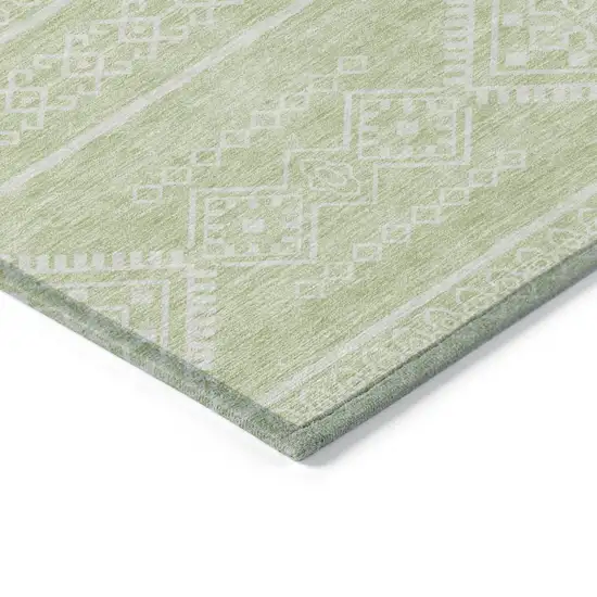 Mint Green And Ivory Southwestern Washable Indoor Outdoor Area Rug Photo 4