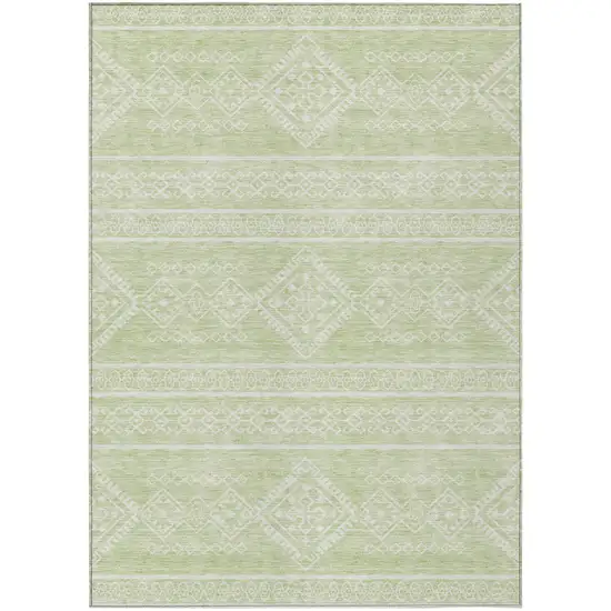 Mint Green And Ivory Southwestern Washable Indoor Outdoor Area Rug Photo 2