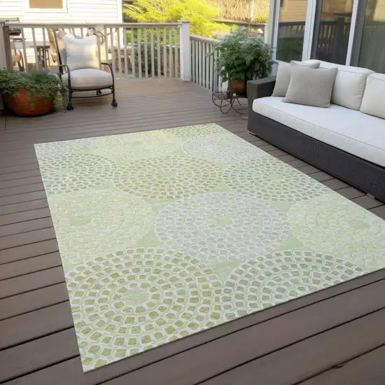 Mint Green And Light Purple Geometric Washable Indoor Outdoor Area Rug Photo 9
