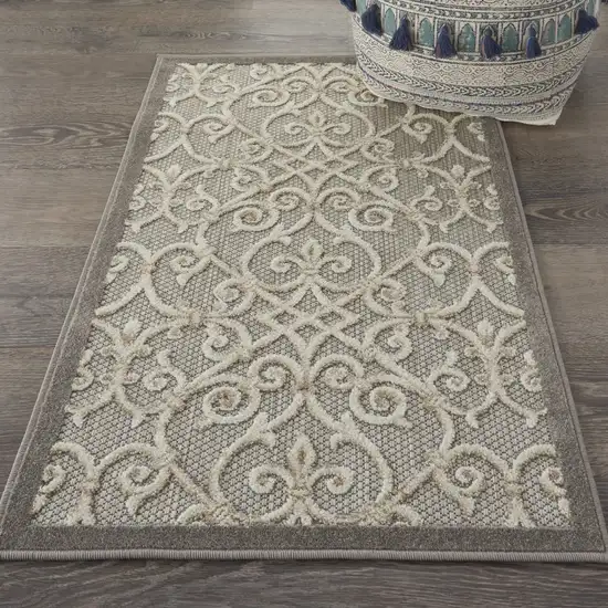 Natural and Gray Indoor Outdoor Area Rug Photo 6