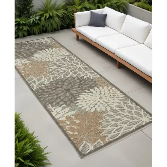 Gray And Ivory Floral Indoor Outdoor Area Rug Photo 1