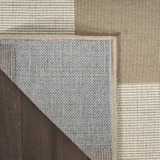 Natural and Ivory Geometric Power Loom Washable Non Skid Area Rug Photo 7