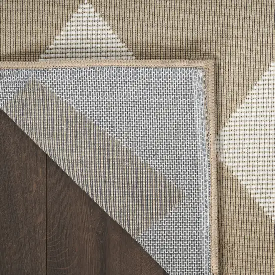Natural and Ivory Geometric Power Loom Washable Non Skid Area Rug Photo 8