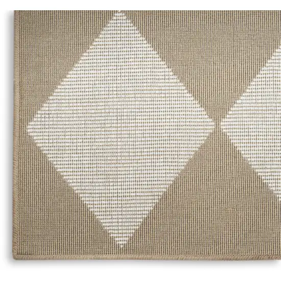 Natural and Ivory Geometric Power Loom Washable Non Skid Area Rug Photo 7