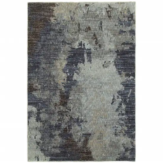 Navy And Blue Abstract Power Loom Stain Resistant Area Rug Photo 1