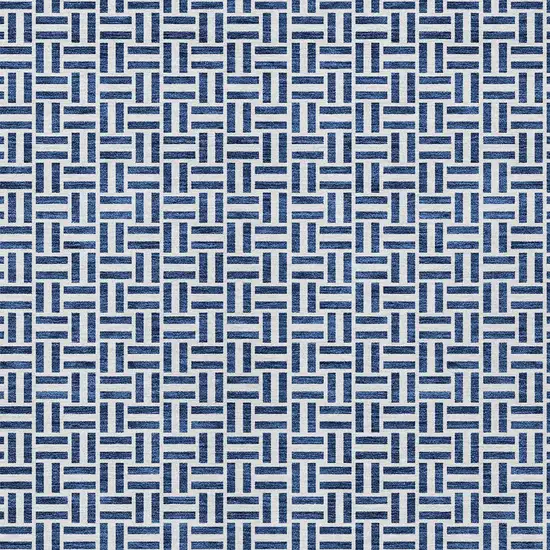Navy Blue And Gray Geometric Washable Indoor Outdoor Area Rug Photo 4
