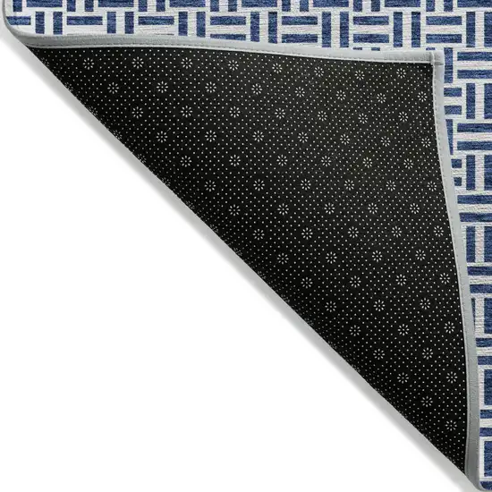 Navy Blue And Gray Geometric Washable Indoor Outdoor Area Rug Photo 2