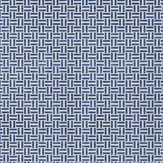 Navy Blue And Gray Geometric Washable Indoor Outdoor Area Rug Photo 5