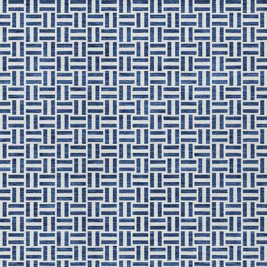 Navy Blue And Gray Geometric Washable Indoor Outdoor Area Rug Photo 6