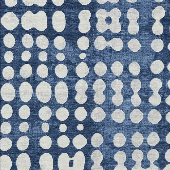 Navy Blue And Ivory Abstract Washable Indoor Outdoor Area Rug Photo 6