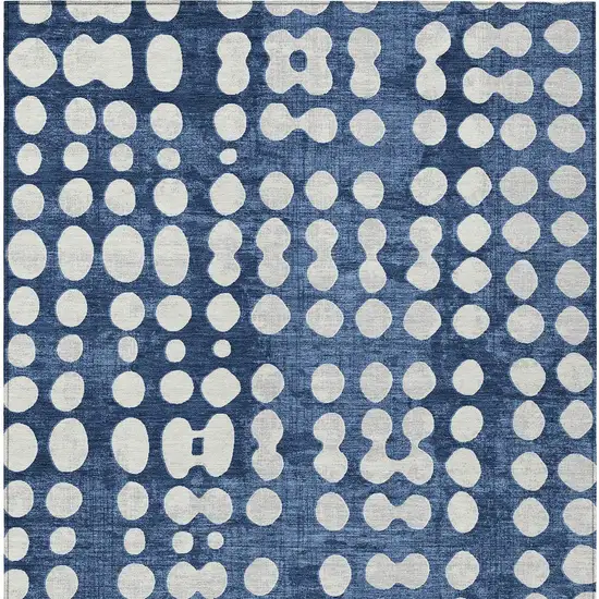 Navy Blue And Ivory Abstract Washable Indoor Outdoor Area Rug Photo 7