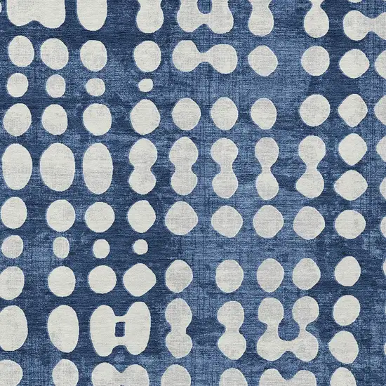 Navy Blue And Ivory Abstract Washable Indoor Outdoor Area Rug Photo 6