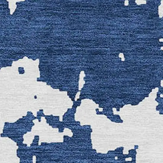 Navy Blue And Ivory Abstract Washable Indoor Outdoor Area Rug Photo 6
