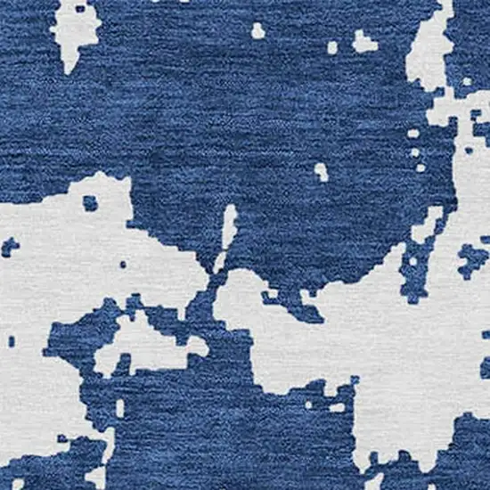 Navy Blue And Ivory Abstract Washable Indoor Outdoor Area Rug Photo 7