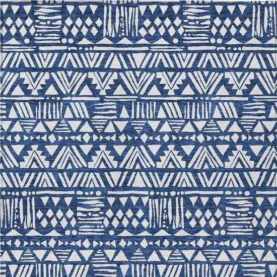 Navy Blue And Ivory Southwestern Washable Indoor Outdoor Area Rug Photo 5