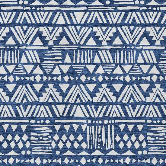 Navy Blue And Ivory Southwestern Washable Indoor Outdoor Area Rug Photo 5