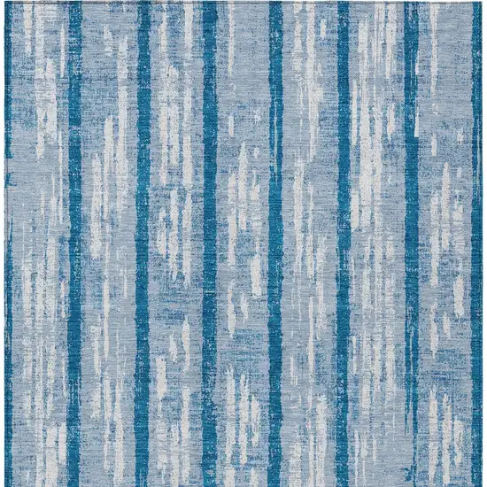 Navy Blue And Ivory Striped Washable Indoor Outdoor Area Rug Photo 7