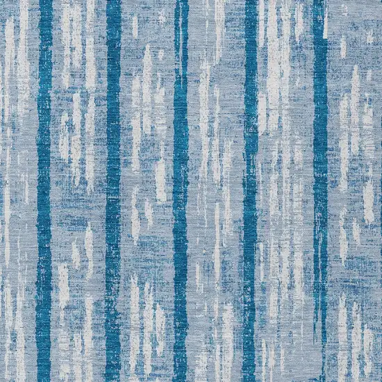 Navy Blue And Ivory Striped Washable Indoor Outdoor Area Rug Photo 6