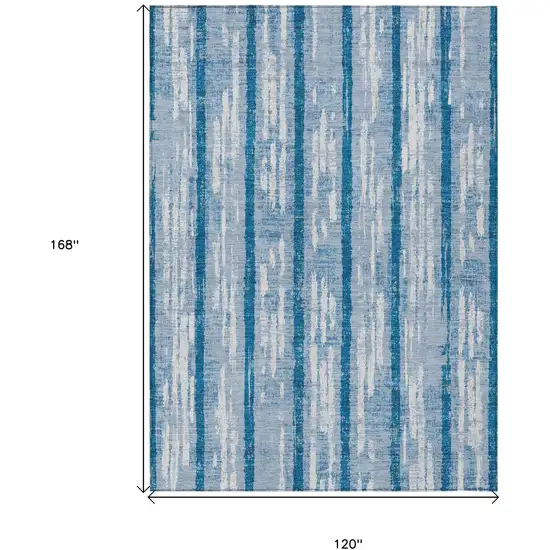 Navy Blue And Ivory Striped Washable Indoor Outdoor Area Rug Photo 3