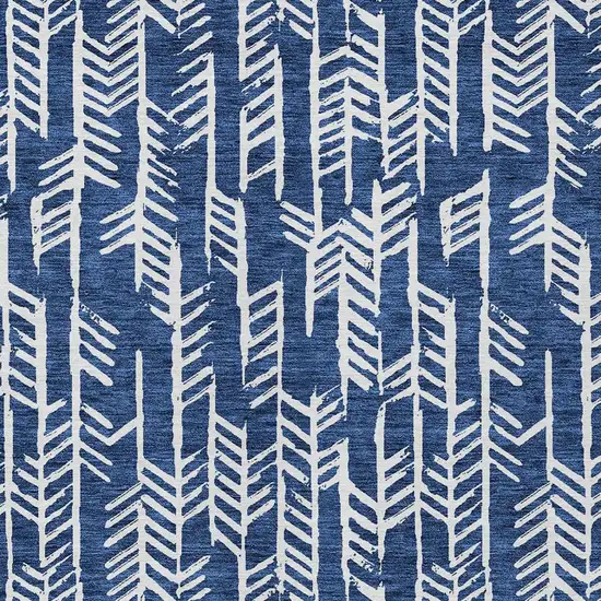 Navy Blue And Ivory Tribal Washable Indoor Outdoor Area Rug Photo 6