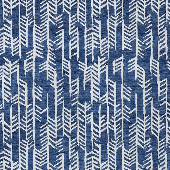 Navy Blue And Ivory Tribal Washable Indoor Outdoor Area Rug Photo 6