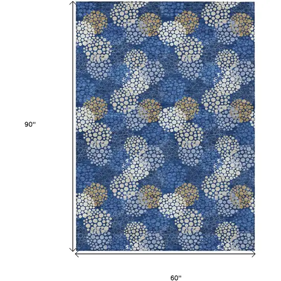 Navy Blue Brown And Ivory Polka Dot Washable Indoor Outdoor Area Rug Photo 3
