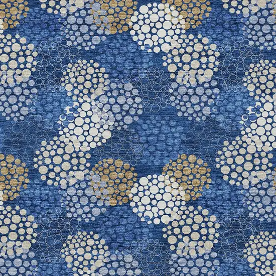Navy Blue Brown And Ivory Polka Dot Washable Indoor Outdoor Area Rug Photo 6