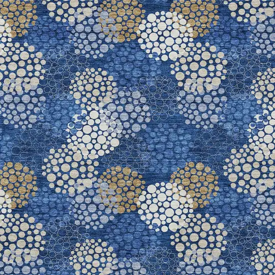 Navy Blue Brown And Ivory Polka Dot Washable Indoor Outdoor Area Rug Photo 6