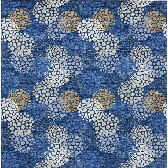 Navy Blue Brown And Ivory Polka Dot Washable Indoor Outdoor Area Rug Photo 8