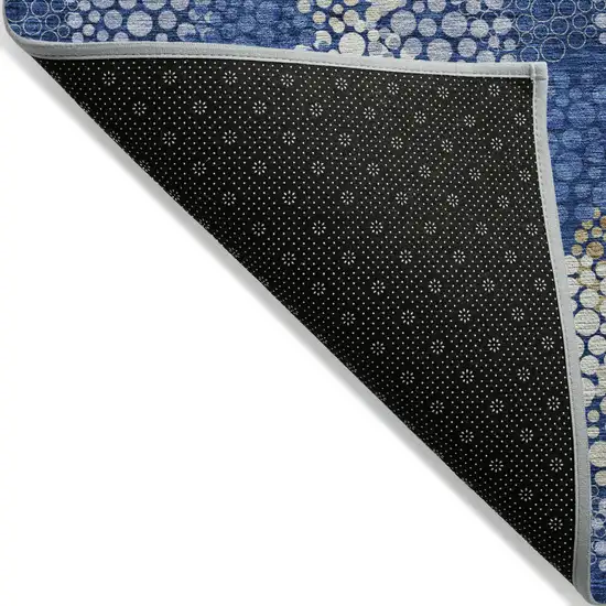 Navy Blue Brown And Ivory Polka Dot Washable Indoor Outdoor Area Rug Photo 4