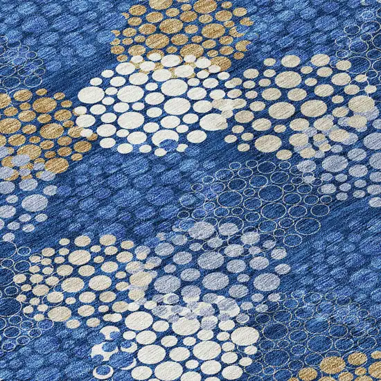 Navy Blue Brown And Ivory Polka Dot Washable Indoor Outdoor Area Rug Photo 7