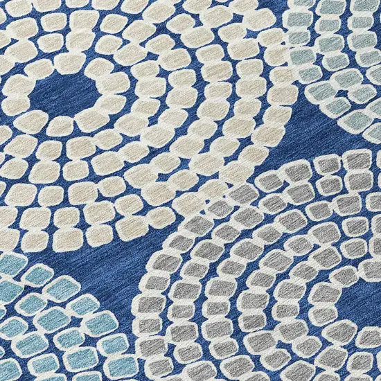 Navy Blue Gray And Aqua Geometric Washable Indoor Outdoor Area Rug Photo 7