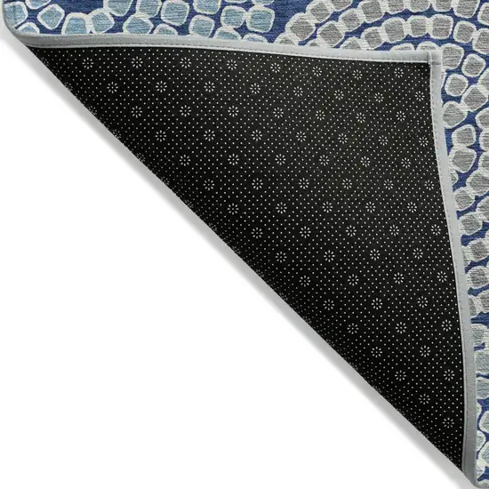 Navy Blue Gray And Aqua Geometric Washable Indoor Outdoor Area Rug Photo 4