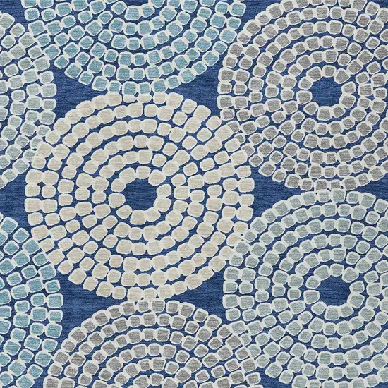 Navy Blue Gray And Aqua Geometric Washable Indoor Outdoor Area Rug Photo 6