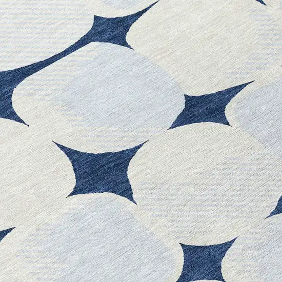 Navy Blue Gray And Ivory Abstract Washable Indoor Outdoor Area Rug Photo 6