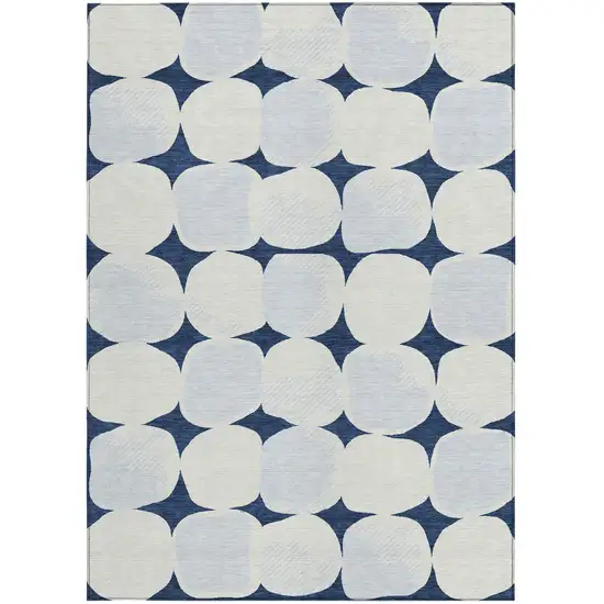 Navy Blue Gray And Ivory Abstract Washable Indoor Outdoor Area Rug Photo 8