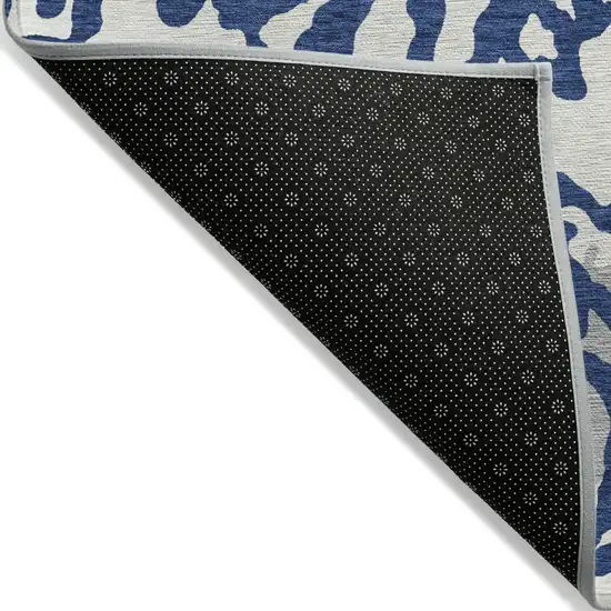 Navy Blue Gray And Ivory Animal Print Washable Indoor Outdoor Area Rug Photo 4