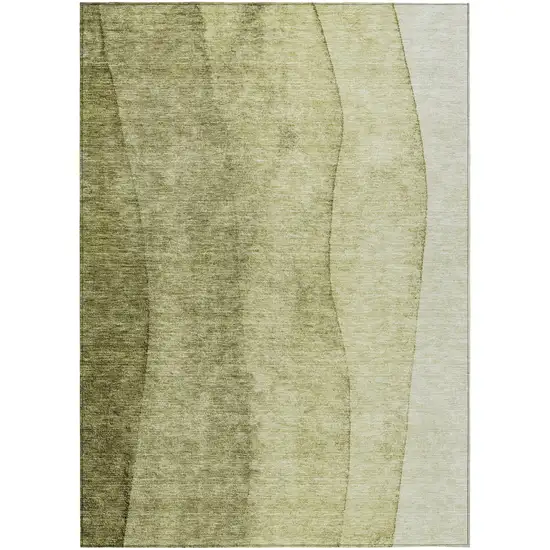 Olive Green And Artichoke Green Ombre Washable Indoor Outdoor Area Rug Photo 2