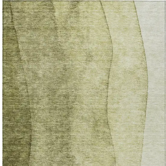Olive Green And Artichoke Green Ombre Washable Indoor Outdoor Area Rug Photo 6