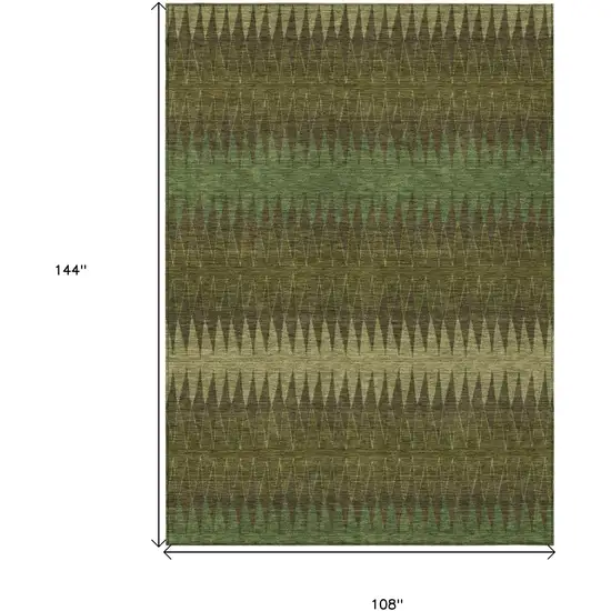 Olive Green And Dark Green Striped Washable Indoor Outdoor Area Rug Photo 3