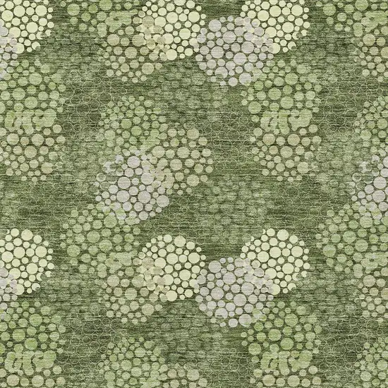 Olive Green And Gray Polka Dot Washable Indoor Outdoor Area Rug Photo 7