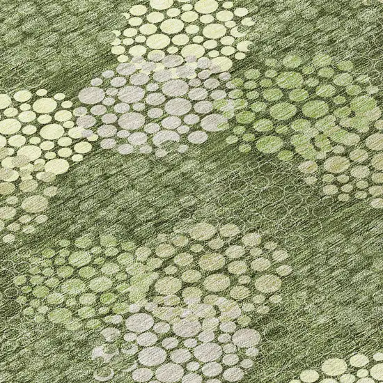 Olive Green And Gray Polka Dot Washable Indoor Outdoor Area Rug Photo 6