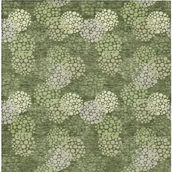 Olive Green And Gray Polka Dot Washable Indoor Outdoor Area Rug Photo 8