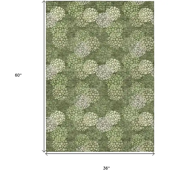 Olive Green And Gray Polka Dot Washable Indoor Outdoor Area Rug Photo 3