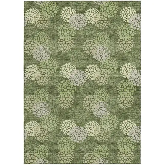 Olive Green And Gray Polka Dot Washable Indoor Outdoor Area Rug Photo 8