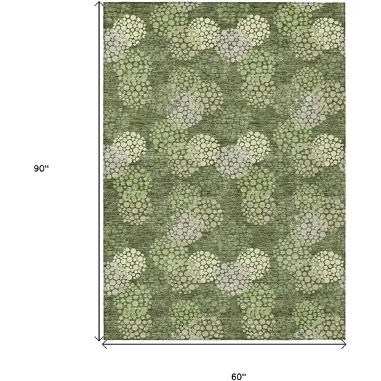 Olive Green And Gray Polka Dot Washable Indoor Outdoor Area Rug Photo 3