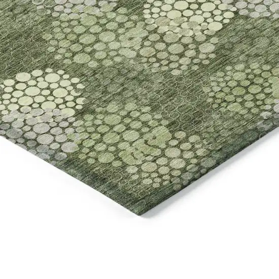 Olive Green And Gray Polka Dot Washable Indoor Outdoor Area Rug Photo 5