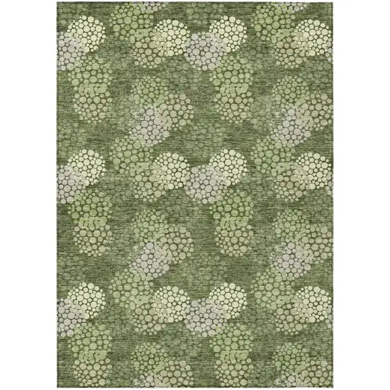 Olive Green And Gray Polka Dot Washable Indoor Outdoor Area Rug Photo 2